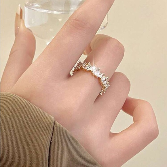 Baguette Cubic Zirconia Gold Plated Ring - Picture 7 of 7